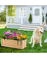 Sugift Folding Wooden Raised Garden Bed with Removable Bottom for Herbs Fruits Flowers