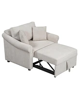 Streamdale Furniture Chenille Convertible Sleep Chair, 3-in-1 Lounger to Bed