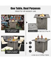 Sugift 28 Inch 40 000 Btu Square Fire Pit Table with Lid and Lava Rocks-Gray