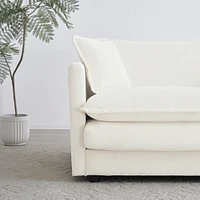 Streamdale Furniture White Chenille Loveseat with Pillows for Living Room