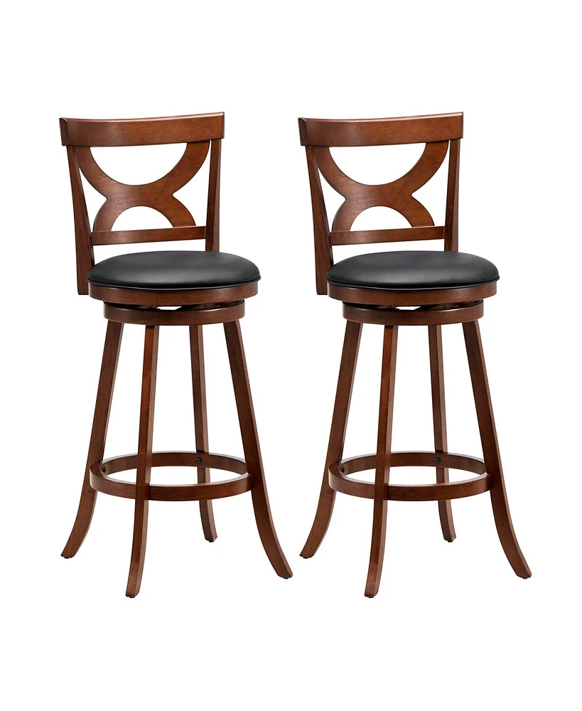 Skonyon Swivel Bar Stools Set of 2 with Soft Cushion and Elegant Hollow Backrest