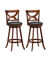 Skonyon Swivel Bar Stools Set of 2 with Soft Cushion and Elegant Hollow Backrest