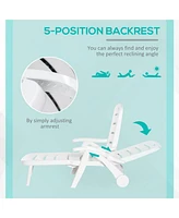 5-Level Adjustable Outdoor Chaise Lounge with Wheels