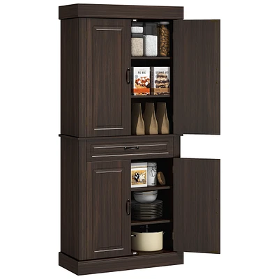 Streamdale Furniture Freestanding Kitchen Pantry with 4 Doors, Cabinets, and Drawer