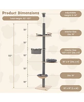 Skonyon Floor to Ceiling Cat Tree with 93 Inch-107 Inch Adjustable Height-Gray
