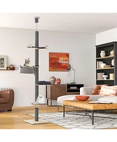Skonyon Floor to Ceiling Cat Tree with 93 Inch-107 Inch Adjustable Height-Gray