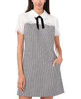 CeCe Women's Lace-Trim Houndstooth Shift Dress