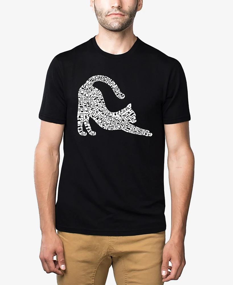 La Pop Art Men's Stretching Cat Premium Blend Word T-Shirt