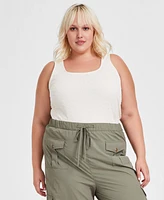 And Now This Trendy Plus Double Square-Neck Tank, Created for Macy's