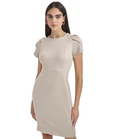 Calvin Klein Women's Tulip-Sleeve Jewel-Neck Dress