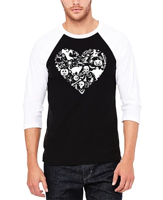 La Pop Art Men's Halloween Heart Raglan Baseball Word T-Shirt