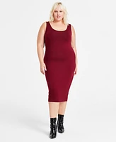 Bar Iii Trendy Plus Size Sleeveless Bodycon Midi Dress, Created for Macy's