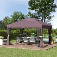 Streamdale Furniture 10' x 13' Aluminum Frame Patio Gazebo with Netting and Curtains