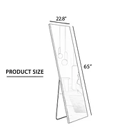 Wall-Mounted Aluminum Alloy Mirror, Black 65" x 23" (W115158162)