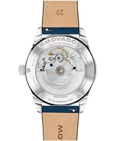 Movado Men's Calendoplan S Swiss Automatic Blue Leather Watch 40mm