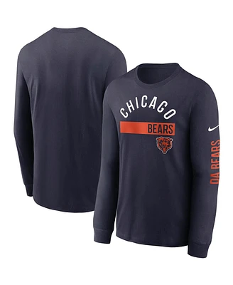 Nike Men's Navy Chicago Bears Fan Gear Color Bar Long Sleeve T-Shirt