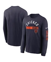 Nike Men's Navy Chicago Bears Fan Gear Color Bar Long Sleeve T-Shirt