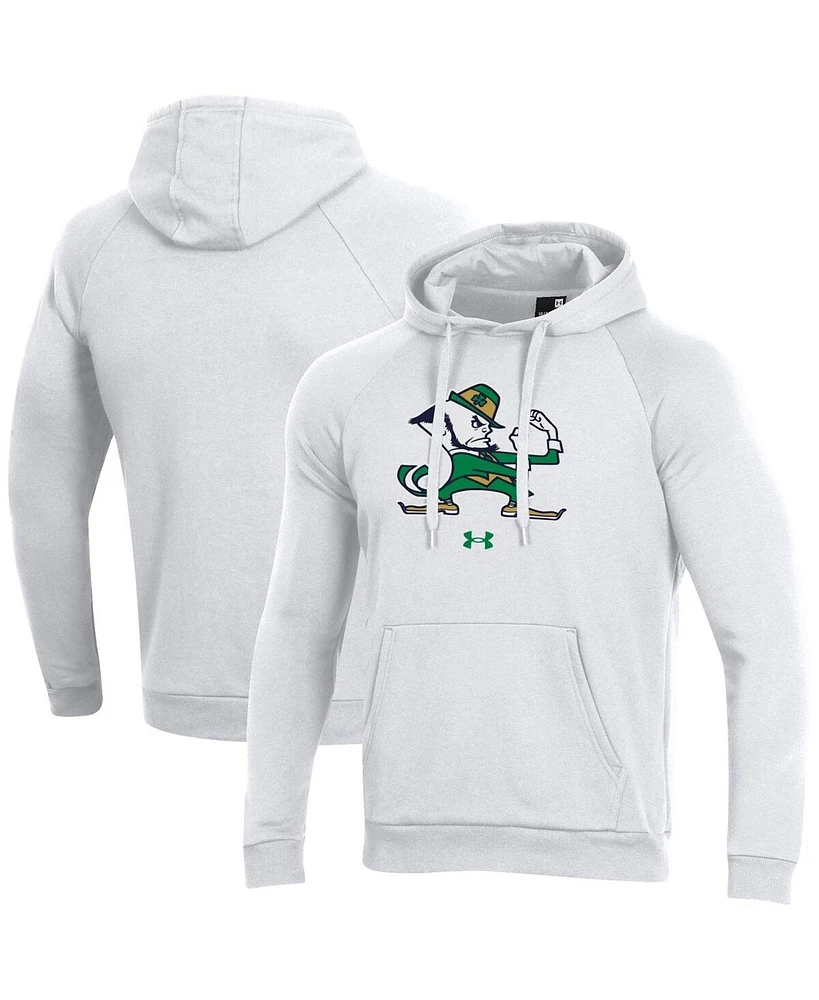 Under Armour Men's White Notre Dame Fighting Irish Mascot School Logo All Day Raglan Pullover Hoodie