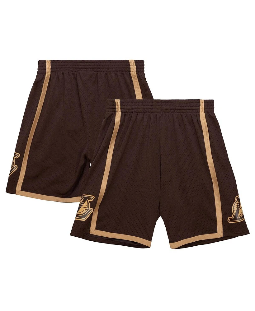 Mitchell & Ness Men's Brown Los Angeles Lakers 1997-98 Hardwood Classics Lux Swingman Shorts