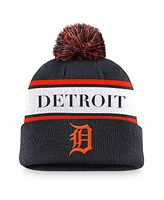 Nike Men's Navy Detroit Tigers Team Stripe Peak Cuffed Knit Hat with Pom