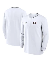 Nike Men's White Georgia Bulldogs 2024 Sideline Coach Performance Half-Zip Long Sleeve Top