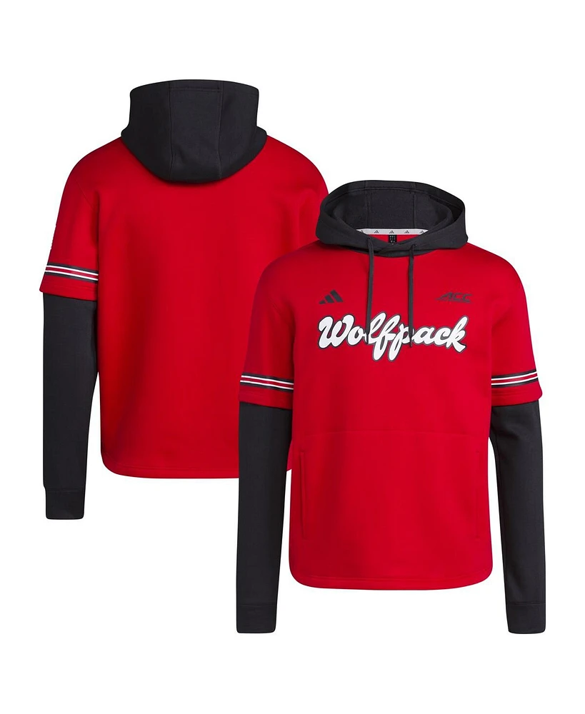 Adidas Men's Red Nc State Wolfpack Pullover Baseball Jersey Hoodie