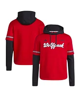 Adidas Men's Red Nc State Wolfpack Pullover Baseball Jersey Hoodie