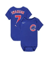 Nike Baby Dansby Swanson Royal Chicago Cubs Fuse Name Number Bodysuit