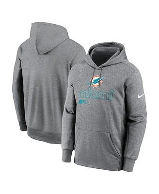 Nike Men's Heather Gray Miami Dolphins Performance Pullover Hoodie