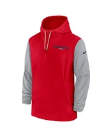 Nike Men's Red/Gray New England Patriots 2024/25 Sideline Pre-Game Player 1/2-Zip Hoodie Jacket