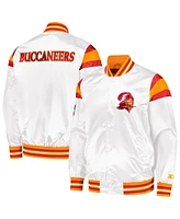 Starter Men's White/Red Tampa Bay Buccaneers Vintage Satin Full-Snap Varsity Jacket