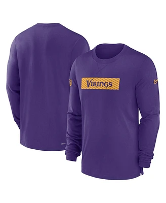 Nike Men's Purple Minnesota Vikings Sideline Player Performance Long Sleeve T-Shirt