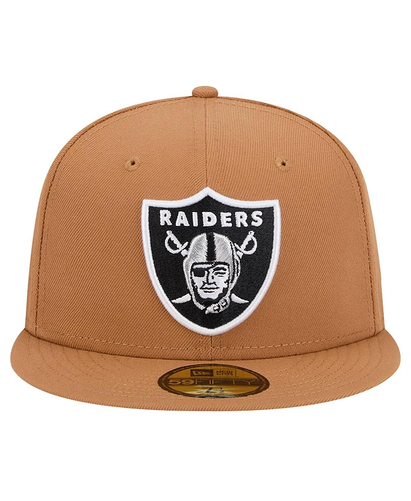 New Era Men's Tan Las Vegas Raiders Color Pack 59FIFTY Fitted Hat with Side Patch