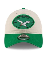 New Era Men's Stone/Green Philadelphia Eagles 2024 Sideline Historic 9TWENTY Adjustable Hat