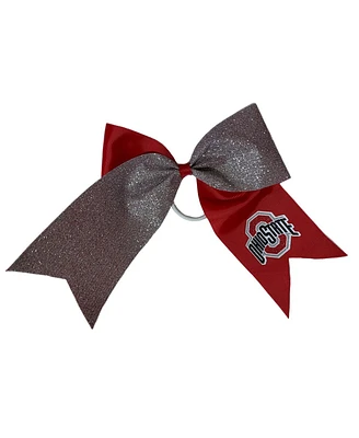 Usa Licensed Bows Ohio State Buckeyes Jumbo Glitter Bow with Ponytail Holder