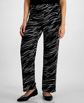 Jm Collection Petite Printed Wide-Leg Pull-On Knit Pants, Created for Macy's