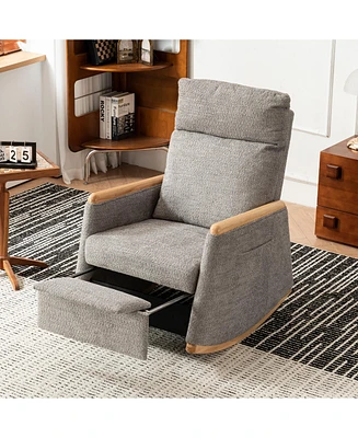 Streamdale Furniture Comfortable Upholstered Rocking Chair with Solid Wood Base