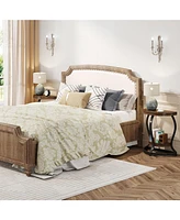 Tribesigns Half-Round End Table Set of Two, 2-Tier Wooden Half Moon Side Table Semi Circle Accent Table Bedside Table with Thicken Tabletop for Living