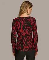 Donna Karan New York Women's Printed Drape-Front Top