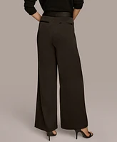 Donna Karan New York Women's Pleated Satin Wide Leg Pants