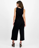 Bar Iii Petite Women's Sleeveless Crewneck Tie-Waist Jumpsuit, Created for Macy's
