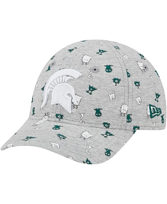 New Era Toddler Heather Gray Michigan State Spartans Allover Print Critter 9FORTY Flex Hat