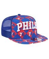 New Era Men's Royal Philadelphia 76ers Seeing Diamonds A-Frame Trucker 9FIFTY Snapback Hat