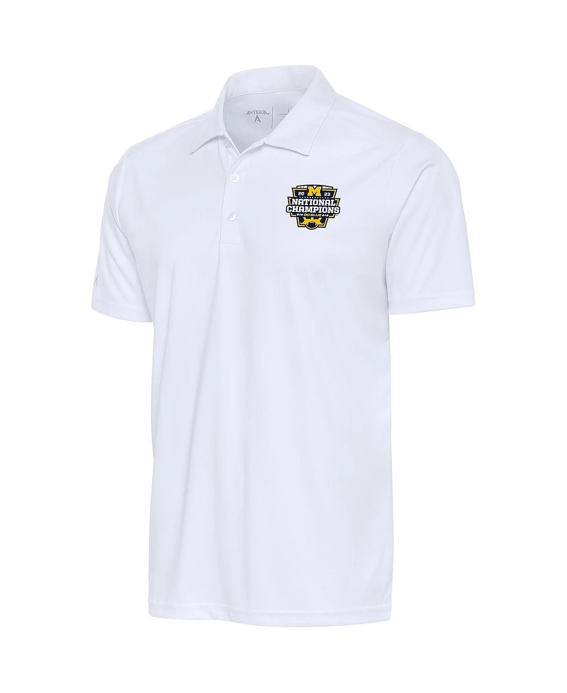 Antigua Men's White Michigan Wolverines College Football Playoff 2023 National Champions Tribute Polo