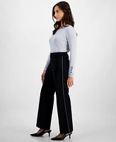 Jm Collection Petite Embellished Wide-Leg Pants, Created for Macy's