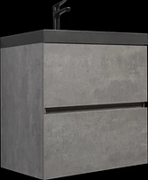 Modern 30" Floating Vanity with Black Quartz Top, Grey