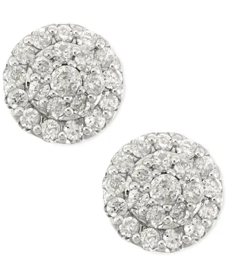 Diamond Cluster Stud Earrings in 14k White Gold (1/2 ct. t.w.)