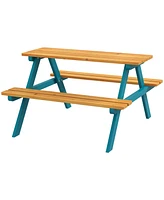 Streamdale Furniture Outdoor Kids Picnic Table Set with Wood Table and Benches for 4