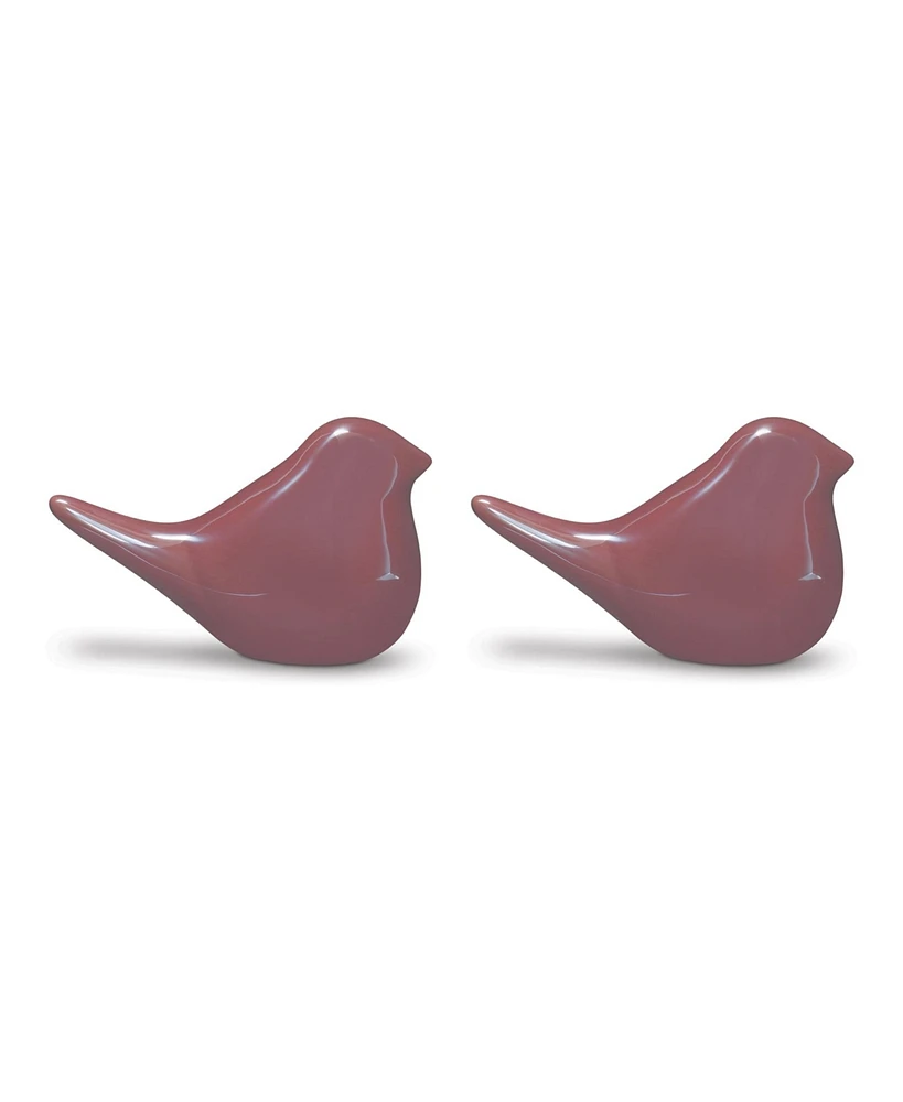 Slickblue Porcelain Bird Figurine - Plum Brown (Set of 2)