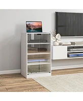 Streamdale Furniture Distressed White Media Cabinet with Adjustable Shelves